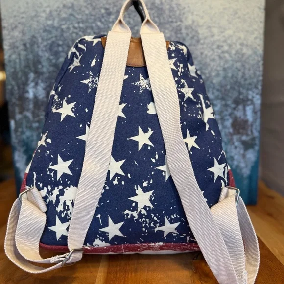 Joe Boxer American Flag Vintage (early 2000’s) Y2K Canvas Backpack - Picture 7 of 11